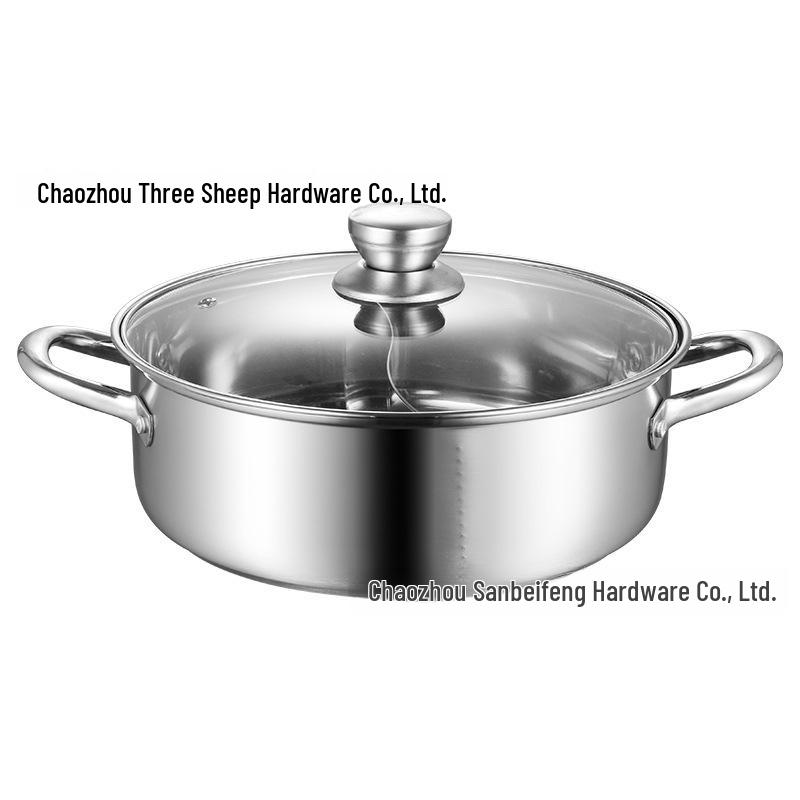 Extra-Thick Stainless Steel Double-Flavored Hot Pot - Large Capacity Shabu-Shabu & Dry Pot