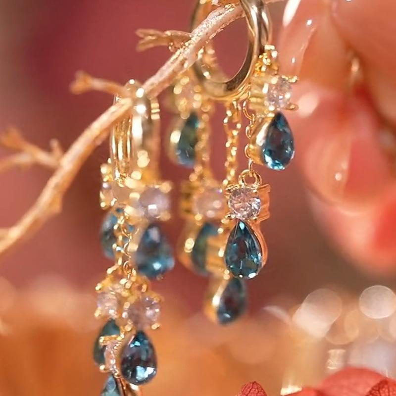 Korean Delicate Light Zircon Tassel Earrings Ladies Jewelry Party Gift Direct Sales