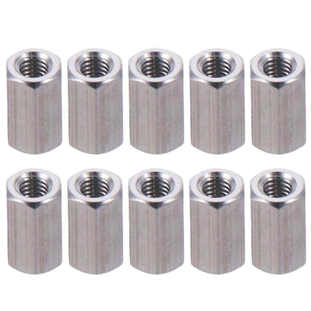10Pcs M3 M4 M5 M6 Hex Nuts Silver Tone Metric Size Smooth Hex Coupling Nuts