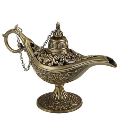 Stop Cynku Klasyczny Vintage Kolekcjonerski Rzadki Legenda Magiczny Dżin Lampa Aladyna Chirag do Domu Biura Stół Dekoracja na Parapetówkę Wyjątkowy Prezent