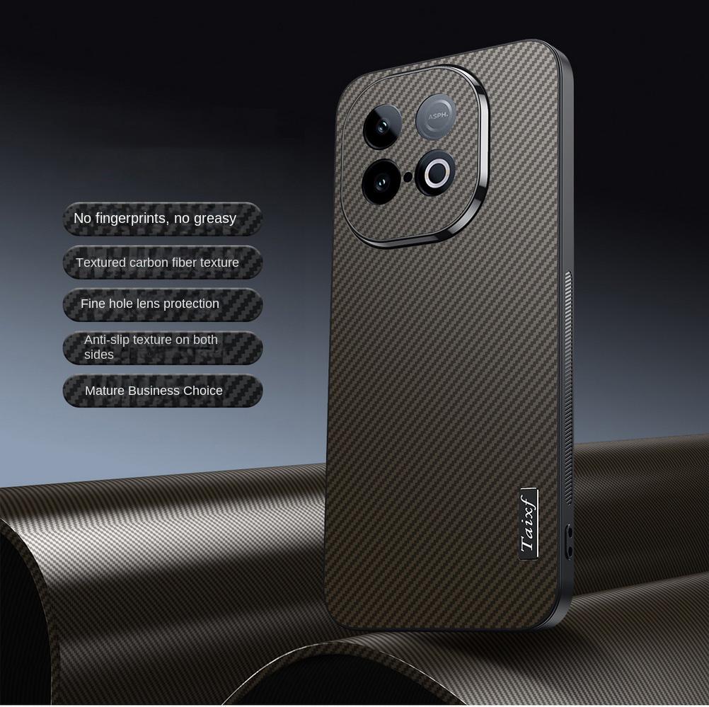 Kohlefaser Anti-Drop Textur Mikro Matt Zarte Haptik Hülle Für IQOO Z10 Turbo Pro Z9 IQOO Neo 10 9 8 7 IQOO 13 12 Pro Abdeckung