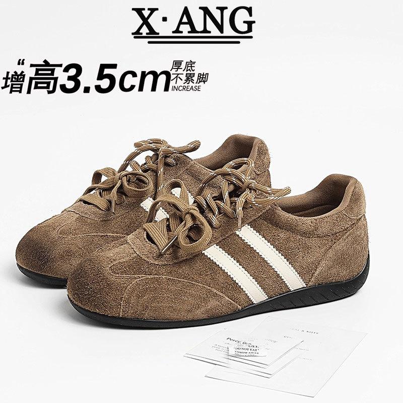 Cowhide Version Retro Inner Height Increase Women's Soft Sole Autumn New Casual Sports Shoes