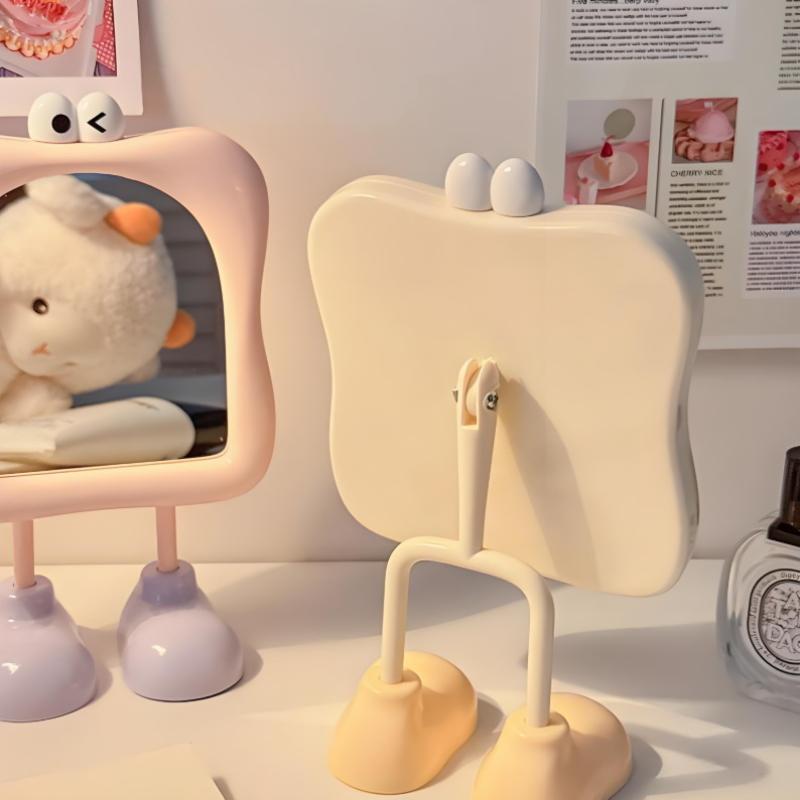 Cute Cartoon Large Eye Makeup Mirror Desktop Footstool Women'S Makeup Supplement Mirror High Aesthetic Value Mirror