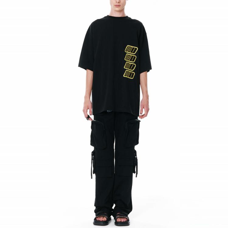 We11done Ss22 Side Logo Print Round Neck Short Sleeve T-Shirt Unisex T-Shirts Black WD-TT1-22-659-U-BK