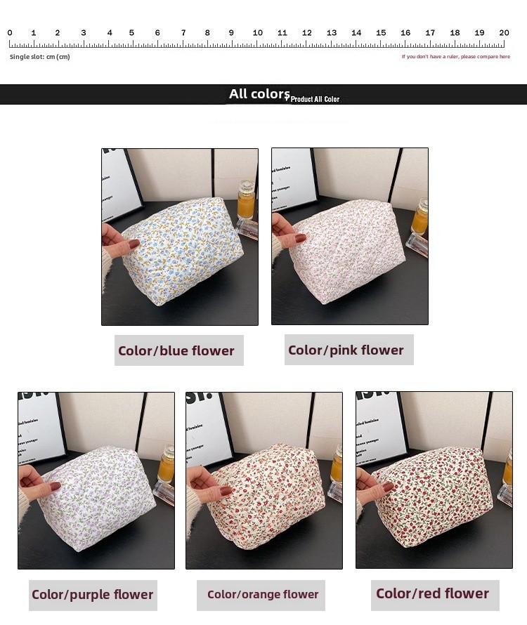 2024 Floral Cotton Cosmetic Bag - Large Capacity, Portable, Hand-Held Storage