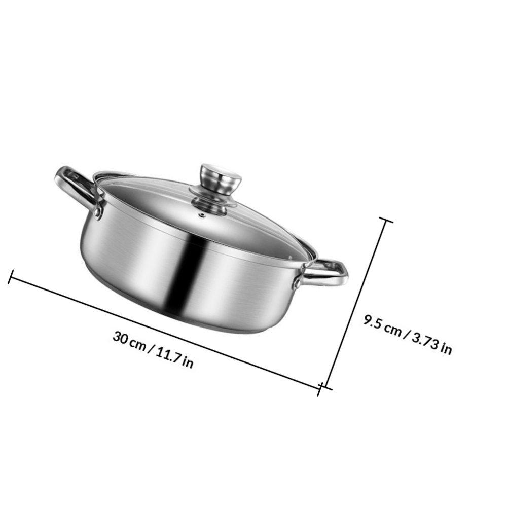 1Pcs Stainless Steel Hot Pot Basin Dual Compartment Shabu Pot with Vacuum Anti-Scalding Handle for Induction Gas Electric Stoves