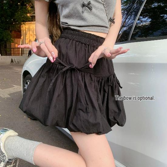 Dam Högmidjad A-linjeformad Vit Midikjol med Rosett & Blomknoppsdesign