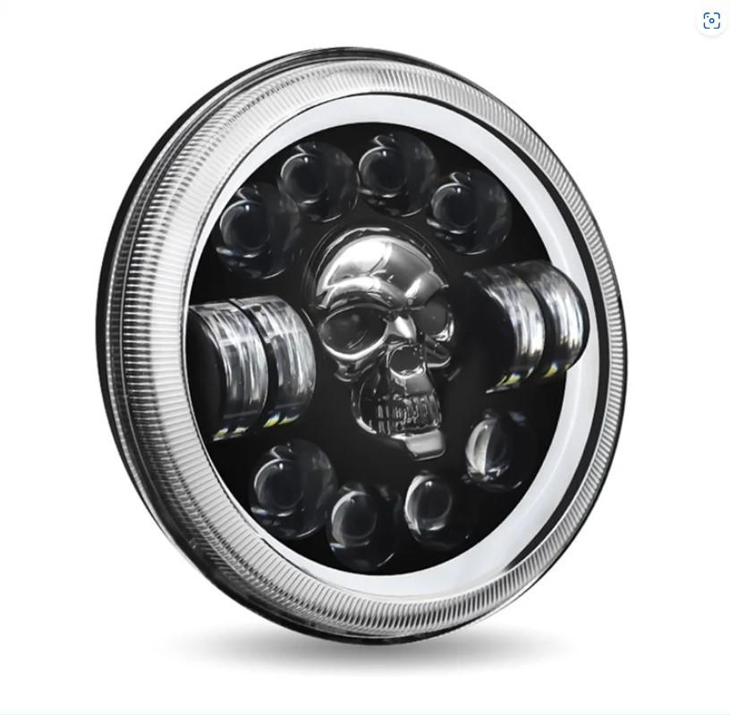 1pc Front Lamp 7" Full LED Skull, 12V Off-Road