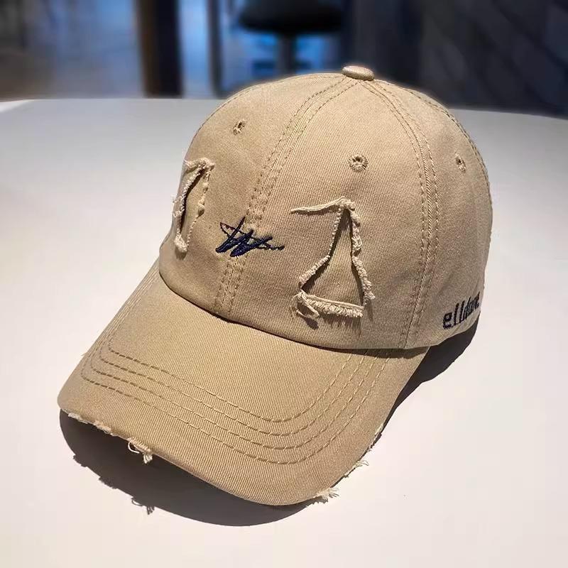 Japanese Retro Old Ripped Baseball Hat Women's Spring and Summer Casual Versatile Street Youth Baseball Hat Defense Hat