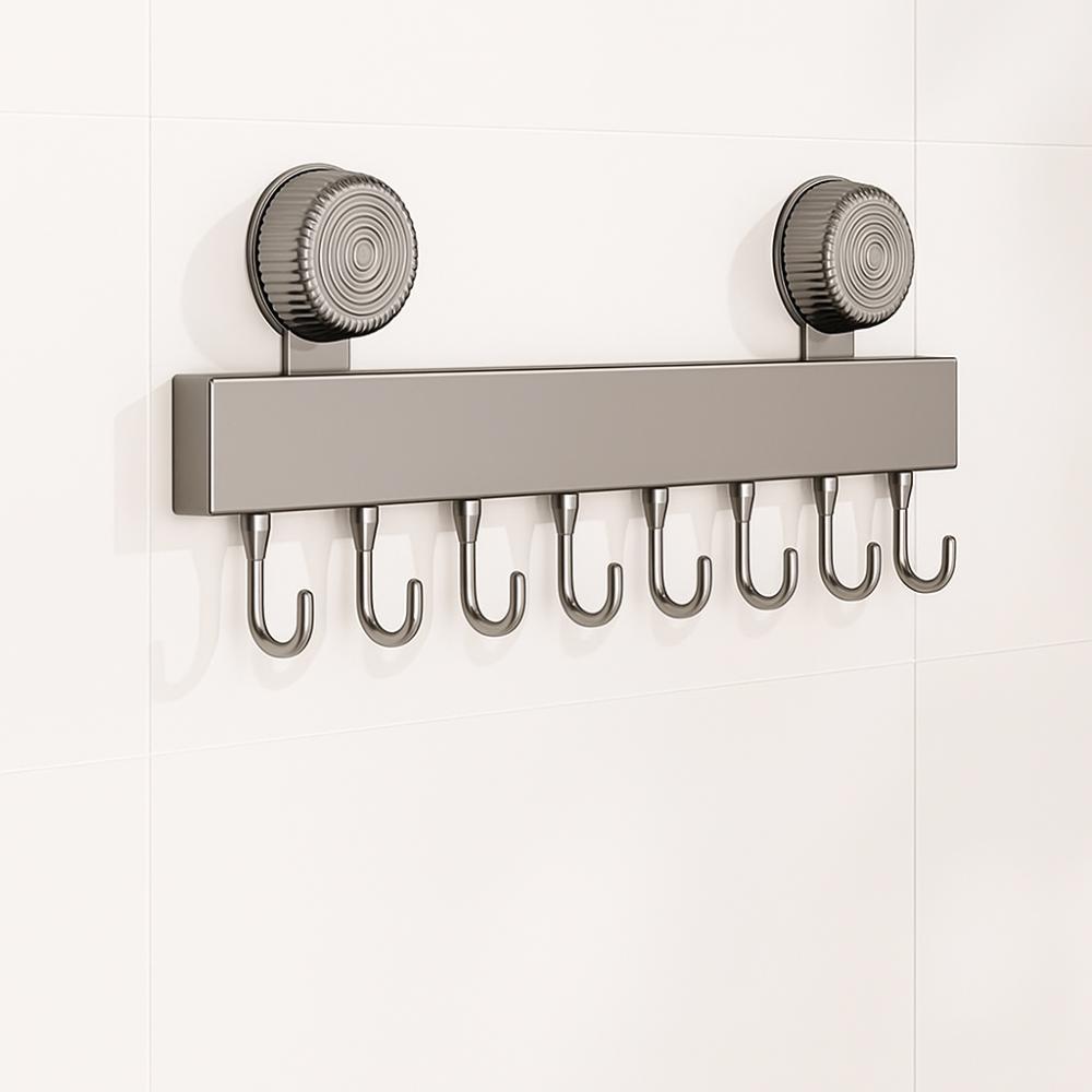 Wall-mounted Suction Cup Hooks Detachable Clothes Hanger Multifunctional Bathroom Rack  Household