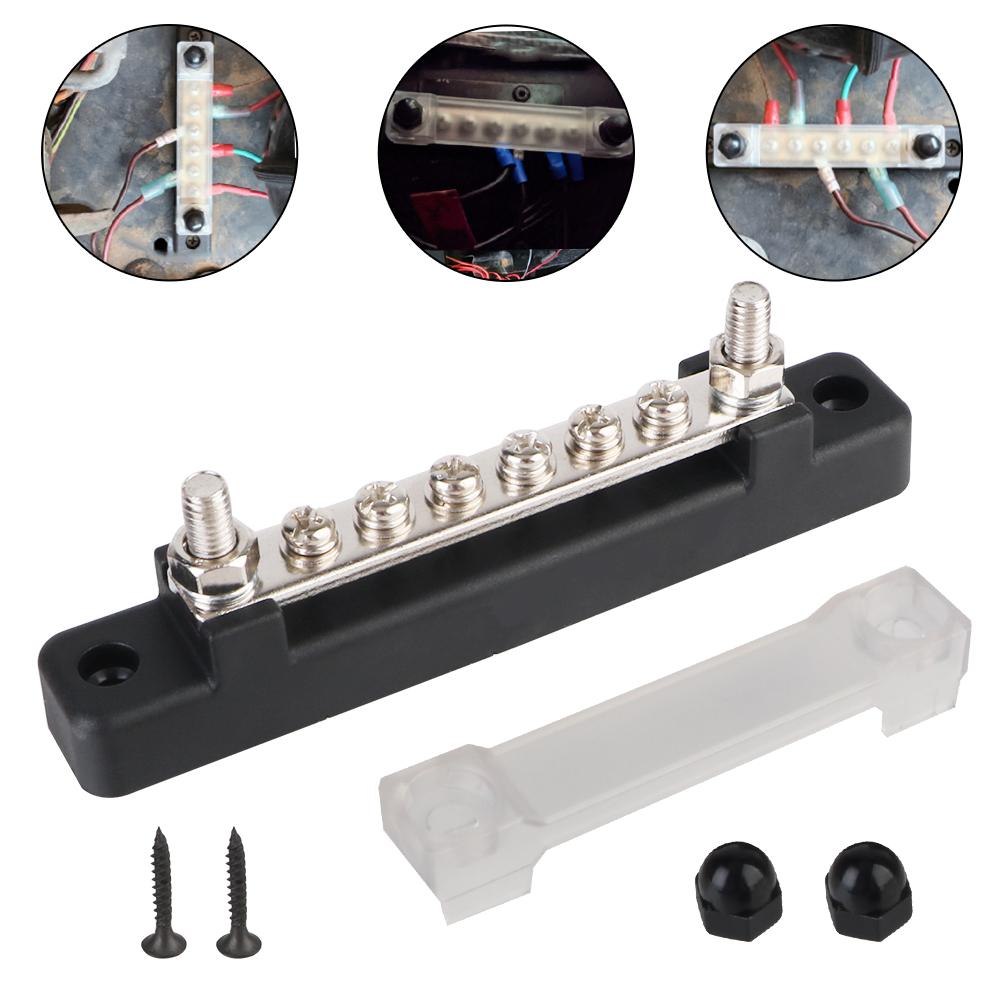 Circuit Device Power Distribution Block Circuit Busbar Plug Bus Bar For Boat Truck RV Caravan Car 48V 150A DC Universal 6 Ways Electro Junction