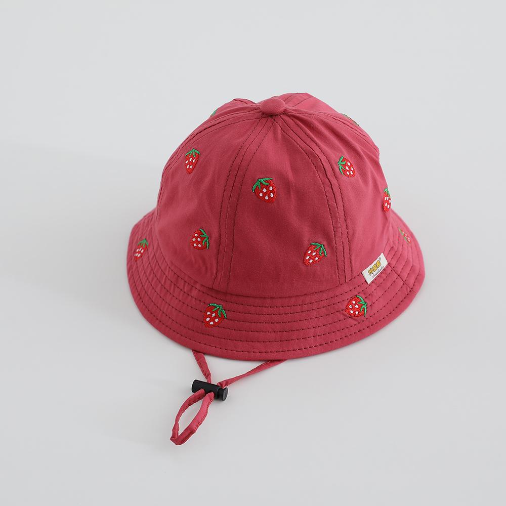 

Girl Fisherman Hat with Strawberry Embroidery 48-50cm Spring Summer New Boys Cute Sun Bucket Cap Fashion Kids Toddler Outfit Cap 48-50cm красный