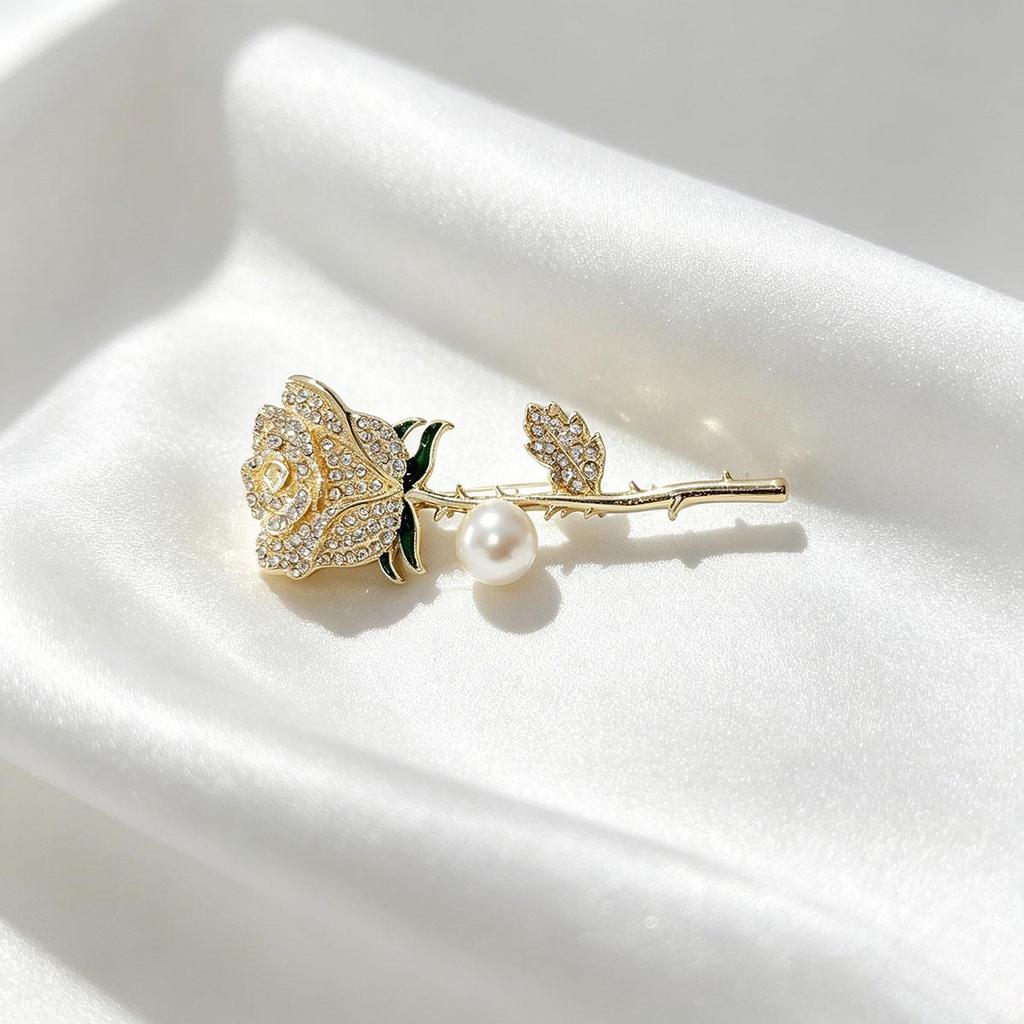 Brand New Shining Classic Rose Brooch, Autumn and Winter Coat Wear Versatile Brooch, Temperament Personality Pin for Women Accessories
