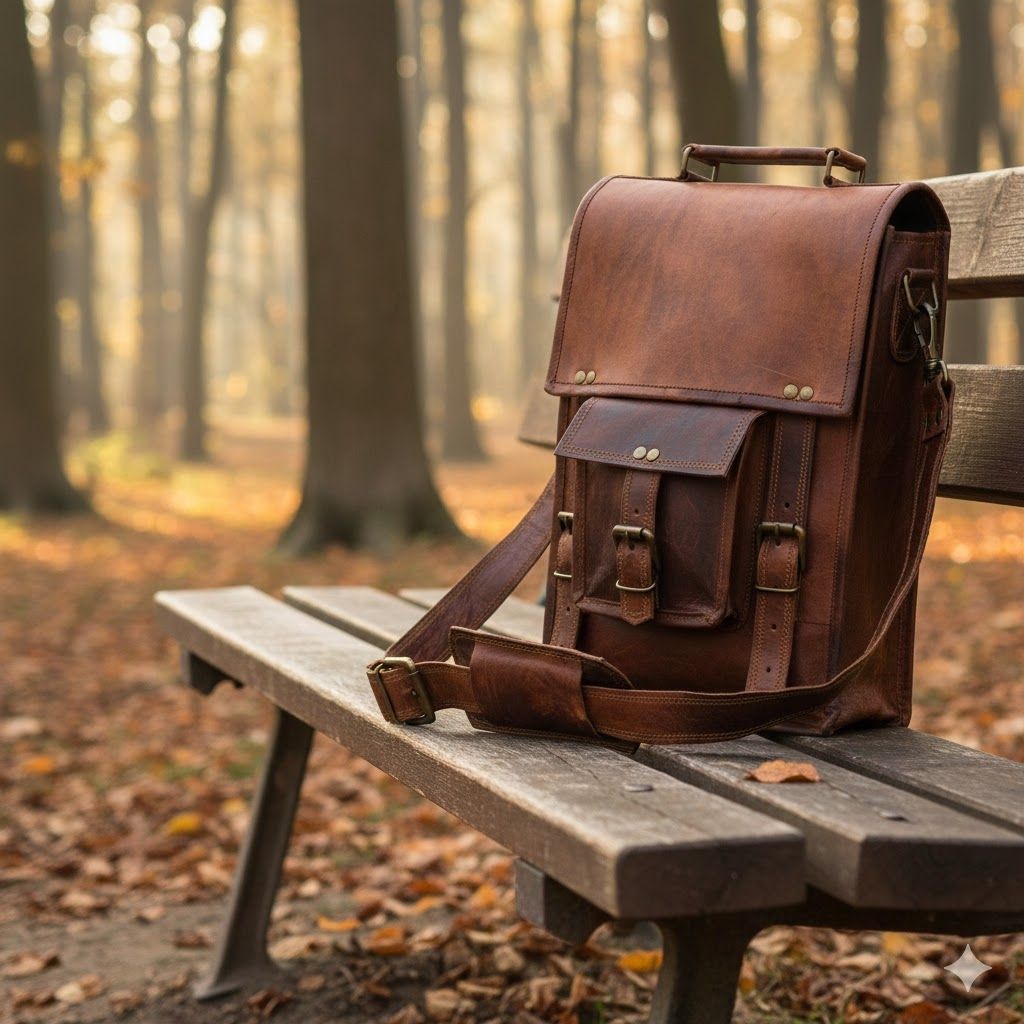 Briefcase Satchel Bag Men Genuine Vintage Leather Messenger Man Business Laptop
