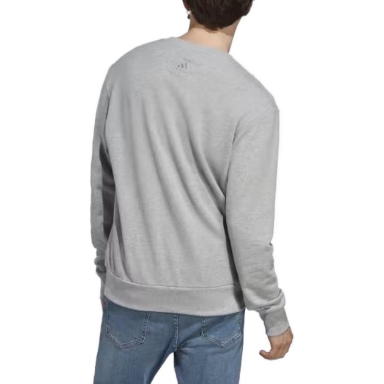 adidas Sudadera de Hombre con Cuello Redondo y Manga Larga Holgada con Estampado de Logotipo Tops Gris IC9326