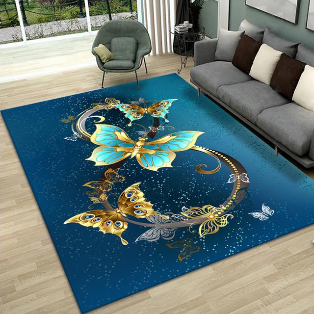 Living Room Home Decor Rugs For Bedroom Exquisite Ice Blue Peacock Canary Floor Mats Door Mats Carpets Bedroom Carpets