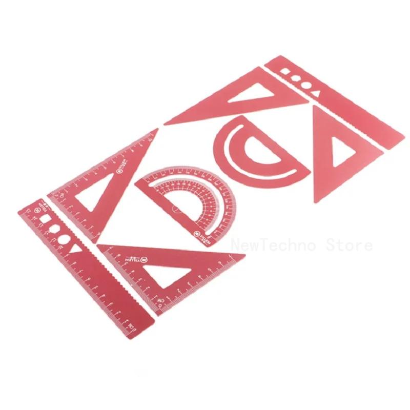 4 szt./zestaw aluminiowych linijek metalowych/plastikowych/miękkich geometrii matematycznych kompasów do rysowania artykułów piśmienniczych linijek matematycznych do szkoły