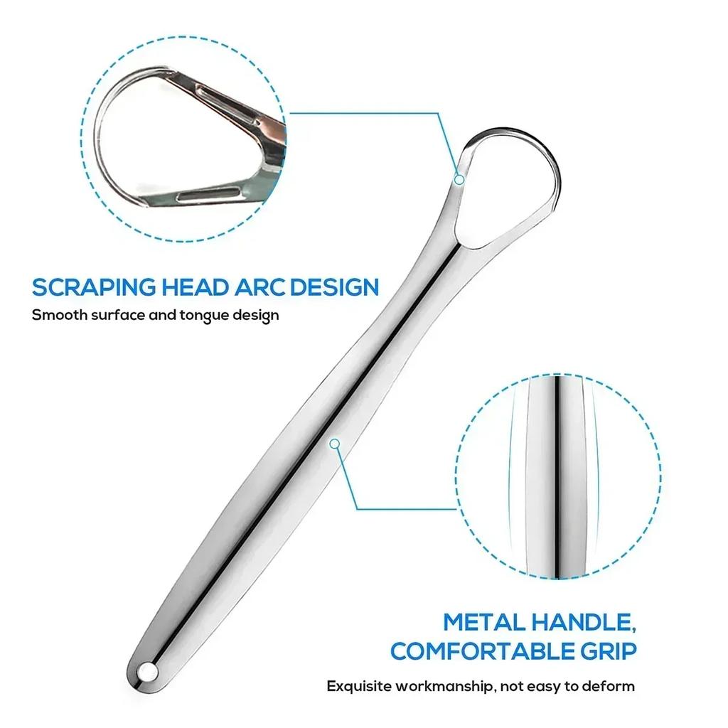 Metal Tongue Scraper Cleaner Portable Stainless Steel Tongue Scrapers Brushes Tongue Cleaning Toothbrush Oral Hygiene Care Tools