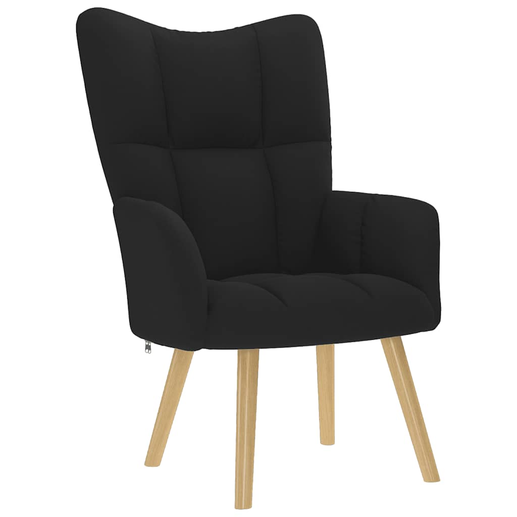 Relaxation Armchair with Footstool Black Fabric