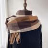 Large Plaid Scarf Women's Autumn and Winter New Imitation Cashmere Shawl Retro Fringed Couple Scarf