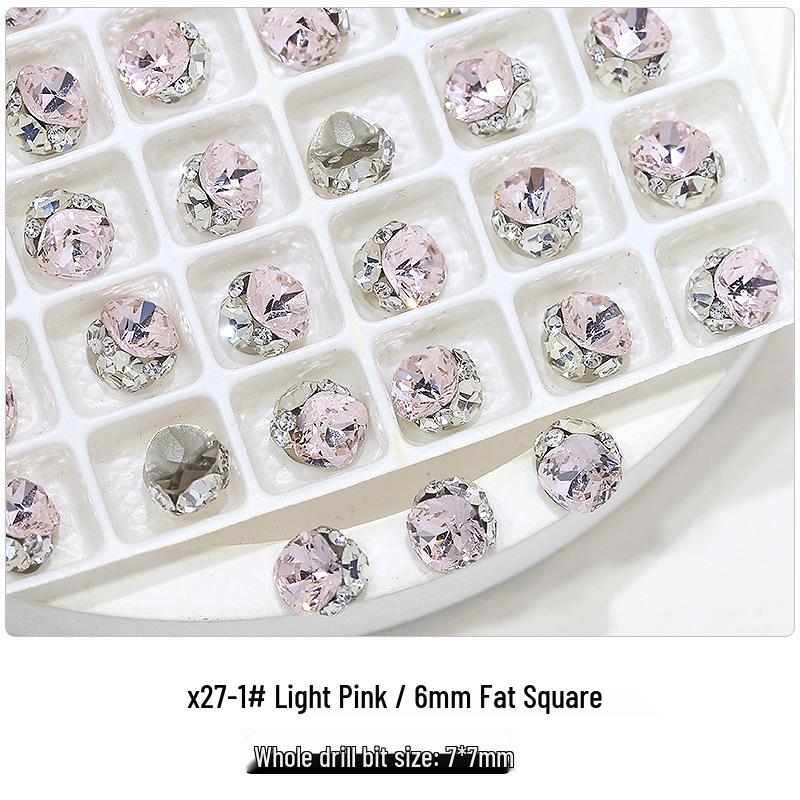 Flash K9 6mm Fat Square Rhinestones for Nail Art - Multi-faceted, No Base Holder, Wearable Nail Accessories