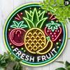 Vintage Fruit Neon Round Metal Wall Art Gift Home Office Bar Cafe Decor