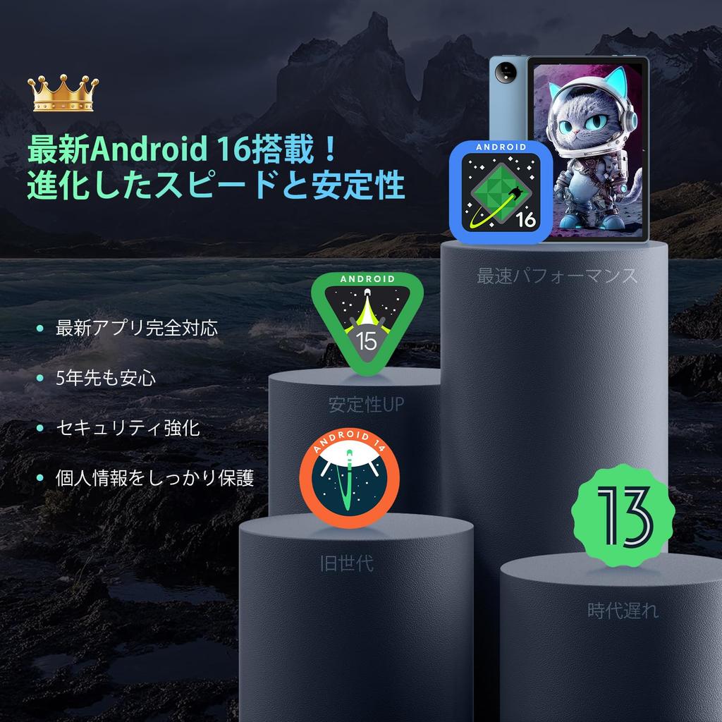 MENTUME Android 16 Large Gemini Widevine Face Wireless FM PD18W Fast 8800mAh Large Japanese Specification Blue Tablet, 11-inch Screen, Wi-Fi Model,