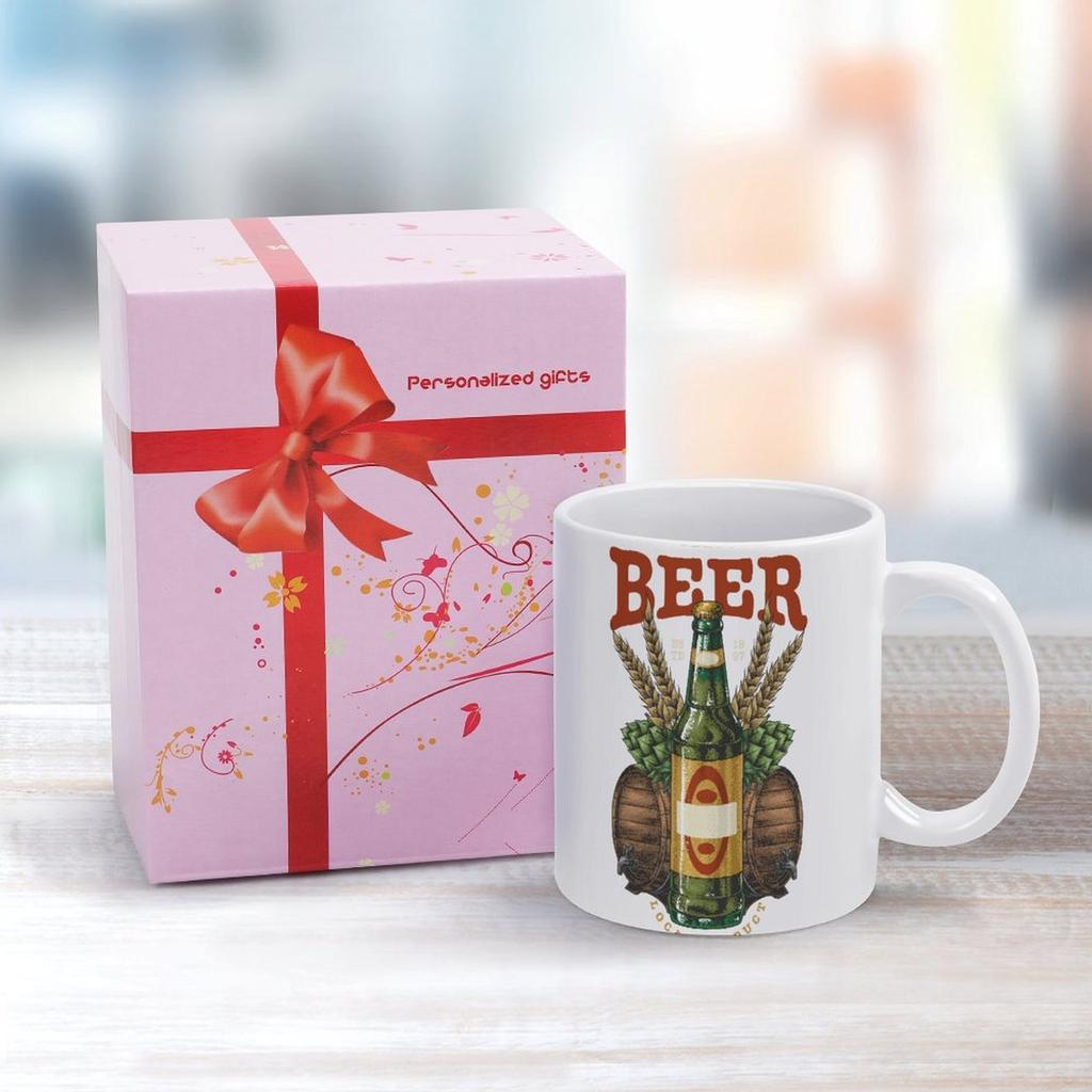 1pc 11oz Double-Sided Printed Mug for Beer Fans, Clean and Durable Ceramic, Fun Daily Gift for Friends