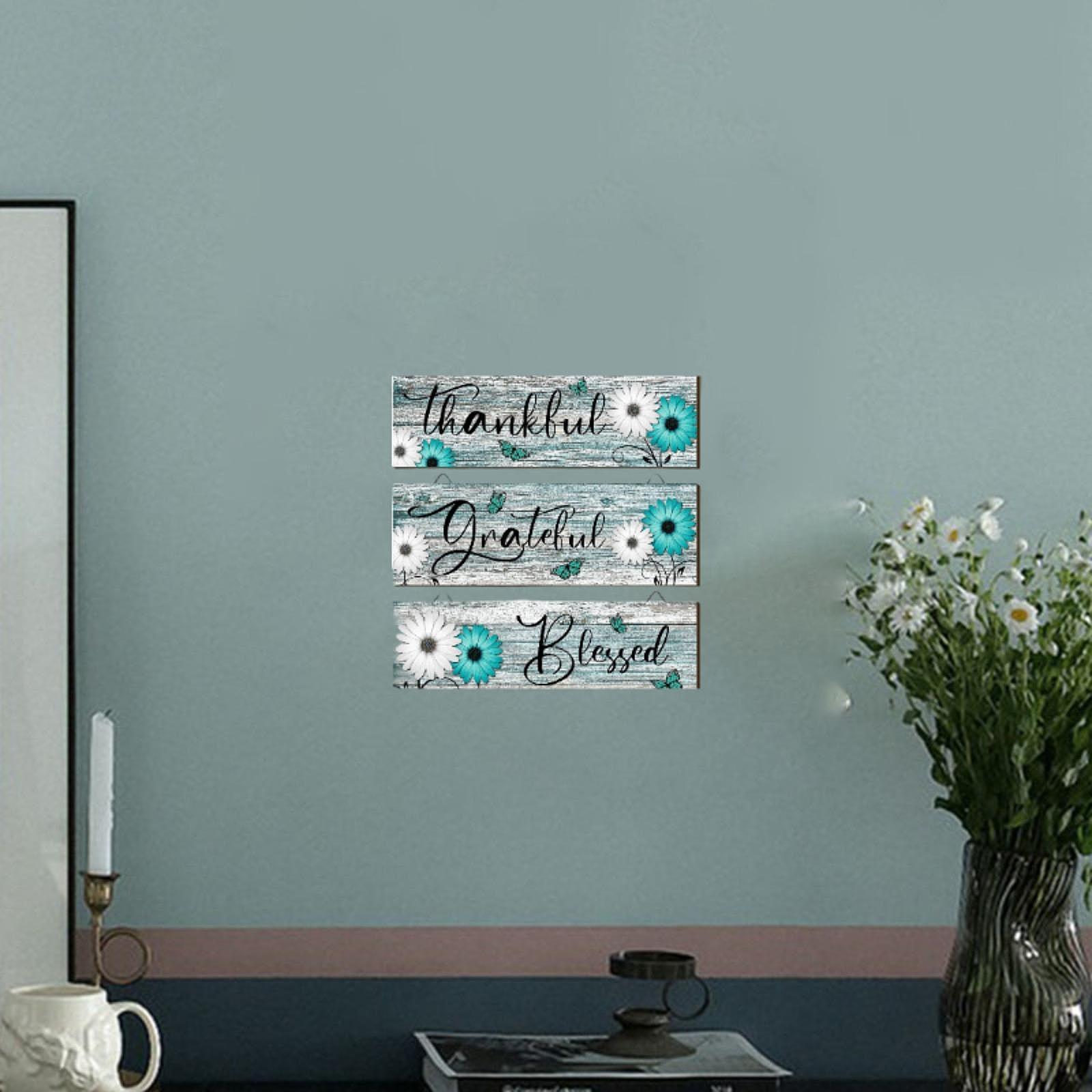 3x Rustic Wooden Sign Vintage Farmhouse Rustic Wood Plaque Wooden Wall Sign for Bathroom Kitchen Office Work Living Room Bar
