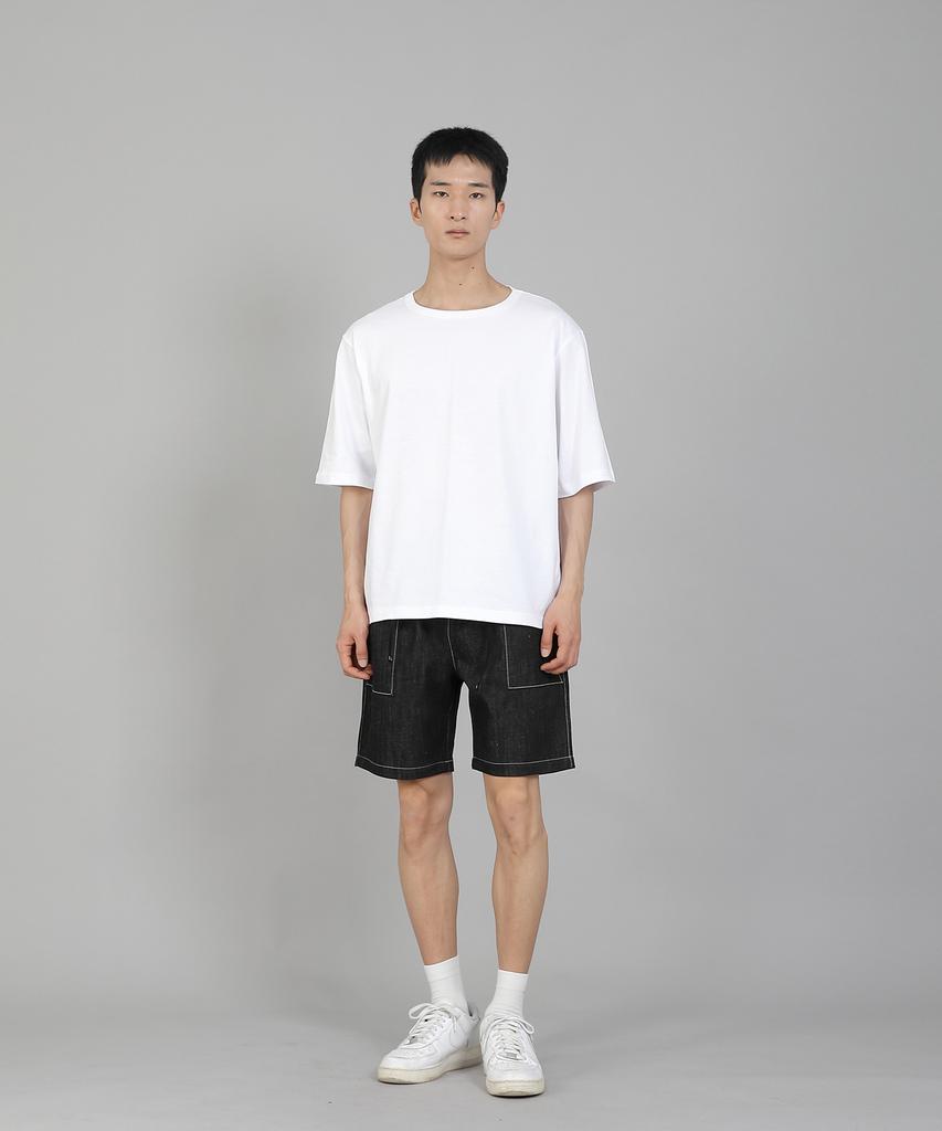 Seinteukeulu Plain R-Neck Half-Sleeve T-Shirt Rhr-896 White