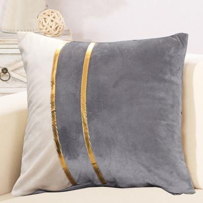 Kussensloop van pluche, tweekleurig gesplitst, sierkussenhoes, zachte, stijlvolle decoratieve hoes met verborgen ritssluiting voor thuis