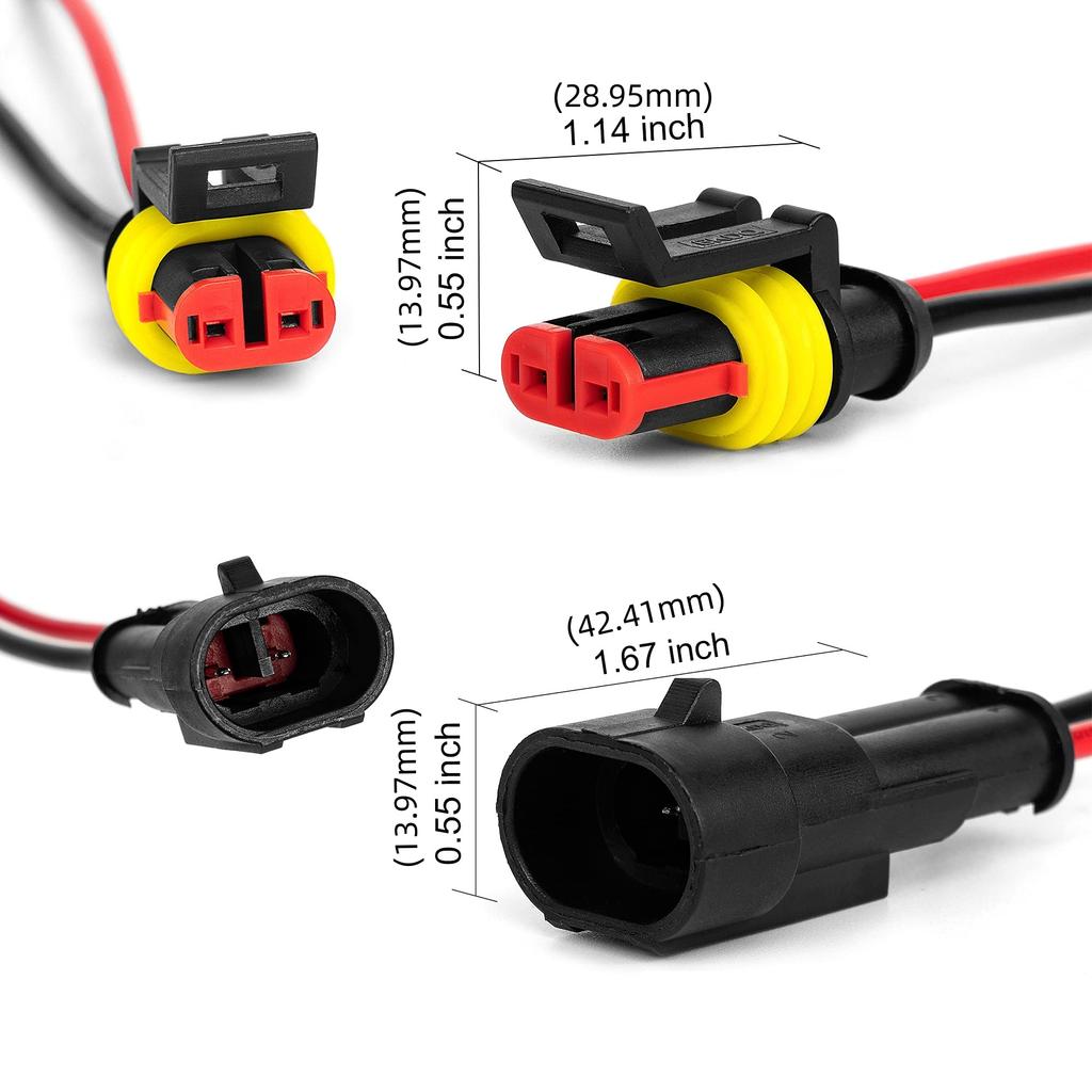 5/10sets 2/3 Pin Way Connector Waterproof Connectors Male & Female Way 16 AWG Wire For Car Truck Boat And Other Wire Connections