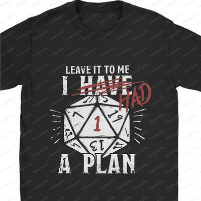 Herren D20 Würfel Tabletop RPG T-Shirt Überlass es mir, ich habe einen Plan Lässiges Gamer-T-Shirt Kurzarm Geschenk Dungeons & Dragons Fans