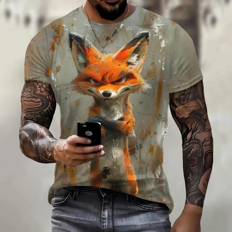 Men's T-shirt 3D Animal Printed Streetwear Short-Sleeved Harajuku Casual Loose Tee Pullover Y2k Tee Tops Clothing Shirt