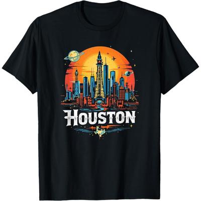 Houston Texas Skyline Texas Home State Souvenir Vintage T-Shirt(1)