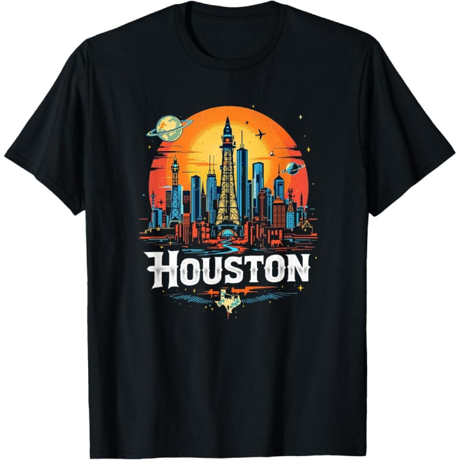 Houston Texas Skyline Texas Home State Souvenir Vintage T-Shirt(1) S