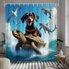Tropical Ocean Animal Waterproof Shower Curtain Cute Dog Turtle Dolphin Shark Bathroom Decor