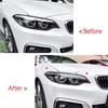 1Pair ABS Plastic Car Headlights Eyebrow Eyelids Cover Stickers Trim for BMW 2 Series F22 F23 2015- Gloss Black/ Carbon Look