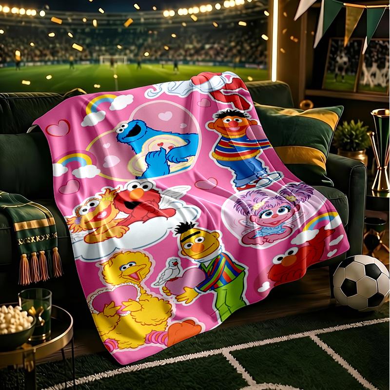 Se-same Characters Throws Blanket Flannel Blankets Plush for Couch Bed Gifts for Men Women Travel picnic blanket Christmas fan gifts