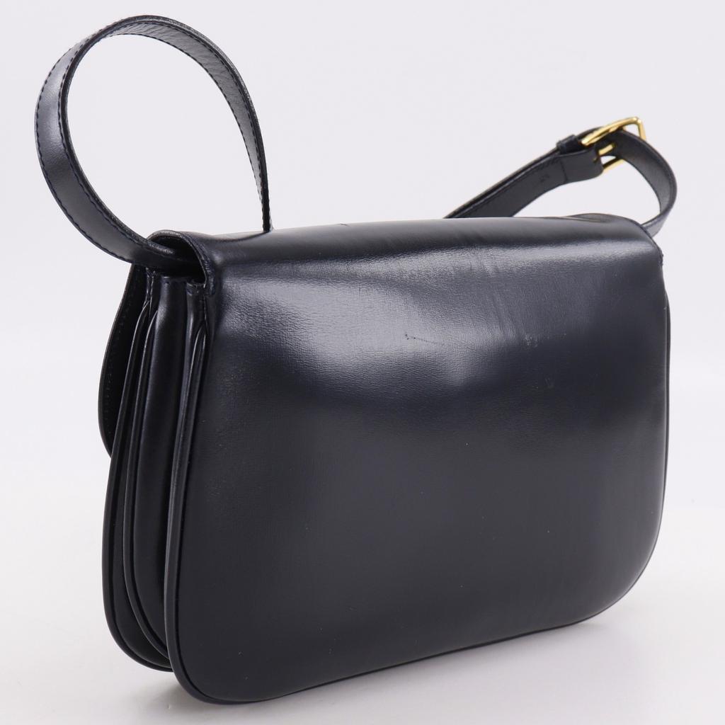 CELINE Triomphe Shoulder Bag vintage 2-way clutch black Calfskin Women Used
