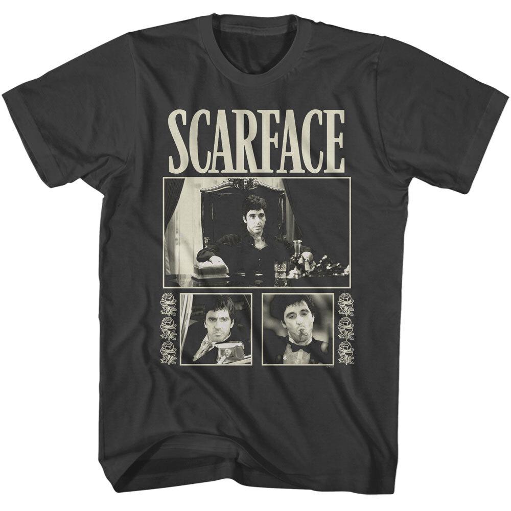 Scarface Tony Montana Black White Tripple Exposure 6 Roses Men T Shirt XL