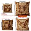 Vintage Embossed Owl Print Throw Pillow Covers Pattern Cushion Cover Suitable for Sofa Bedroom Car Pillow Cover