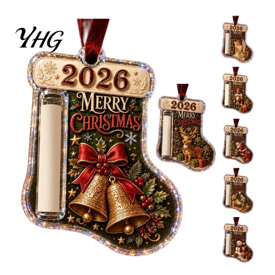 Christmas Money Holder for Cash Stocking Shaped Gift Ornament, Acrylic Hanging Festive Home Holiday Accessory Decor, Xmas Tree Tree, Party Supplies