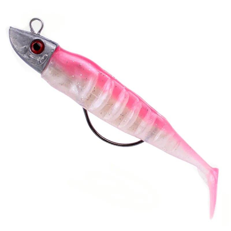 BURLE 10cm 15.5g 13cm 26g T Tail Soft Lure Jig Head Soft Fishing Lure With Barbed Hook