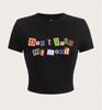 European station personalized retro street European and American style T-shirt women's alphabet printing navel top Spice girl sexy T-shirt