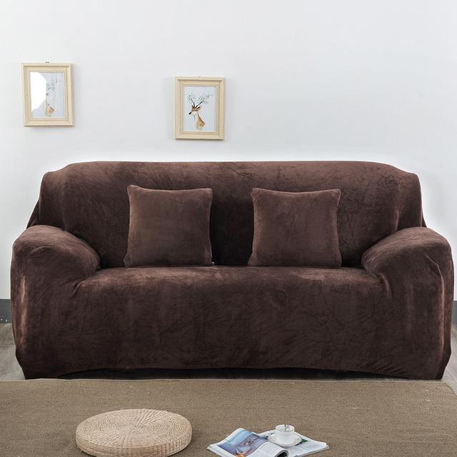 Levivel Velvet Plush Thicken Sofa Cover Simple Color L Shaped Corner Flexible Slipcover Stretch Couch Covers For Living Room Room 1pc