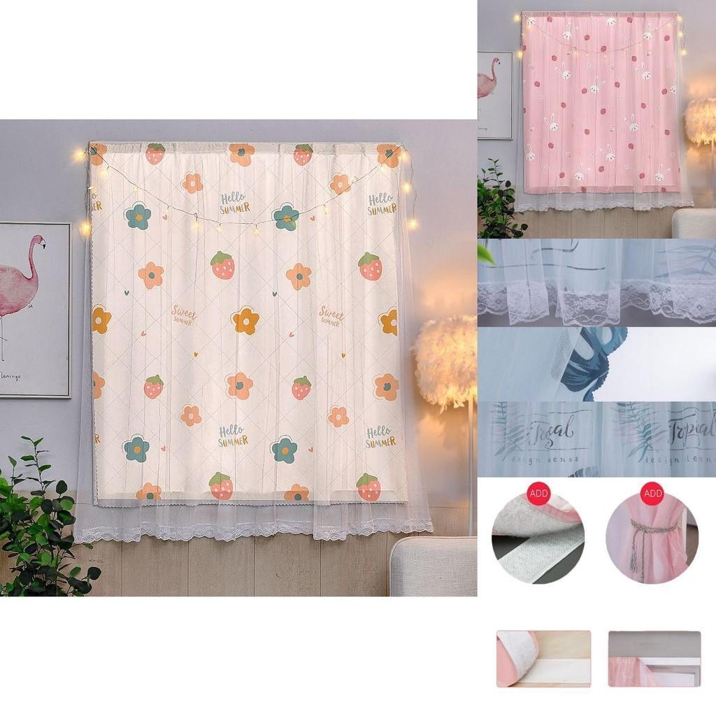 Whimsical Cartoon Window Curtain With Elegant Lace And Innovative Velcro Installation For Easy Use
