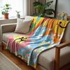 Oil Paint Scatter Flower Soft Flannel Blanket Breathable Warm Throw for Office Car Sofa Kids Room Birthday Xmas Gift