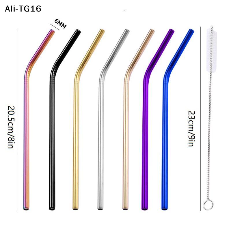 4PCS Stainless Steel Straw Reusable Metal Drinking Straw With Cleaner Brush For Home Party Barware Bar Accessories