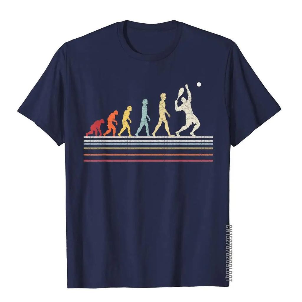 Funny Tennis Evolution Of Man Sport Retro Vintage Gift T-Shirt Youthful T Shirts For  Cotton Tops Short Sleeves Plus Size Loose